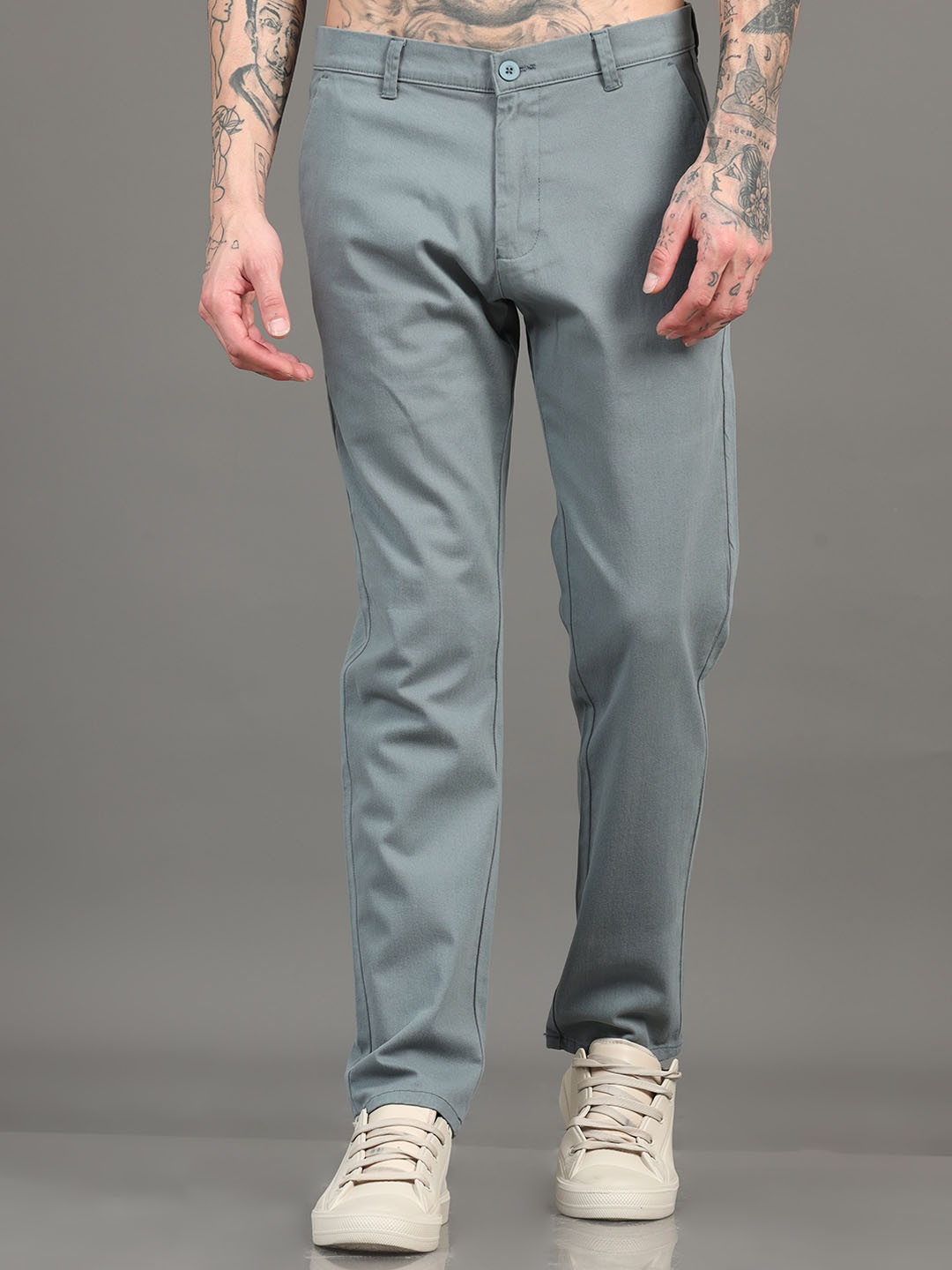 

SILISOUL Men Smart Chinos Trousers, Steel