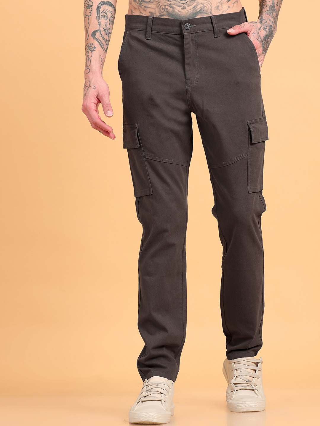 

SILISOUL Men Smart Travel Features Cargos Trousers, Brown