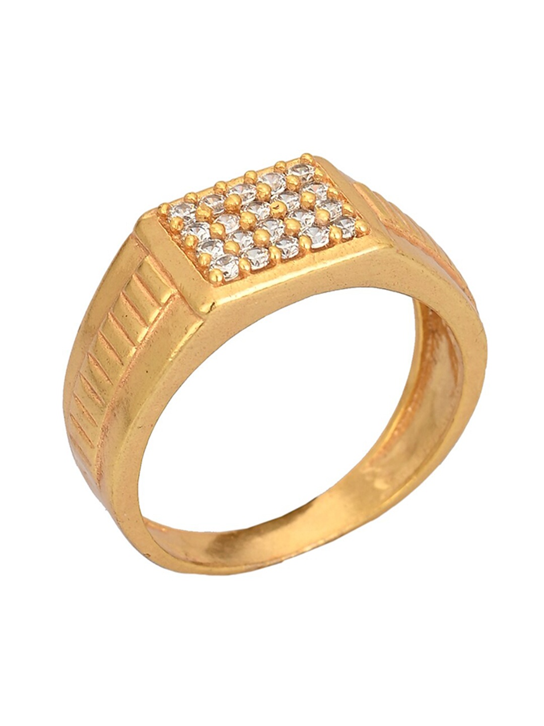 

AanyaCentric Men Gold Plated Artificial Stones and Beads Finger Ring