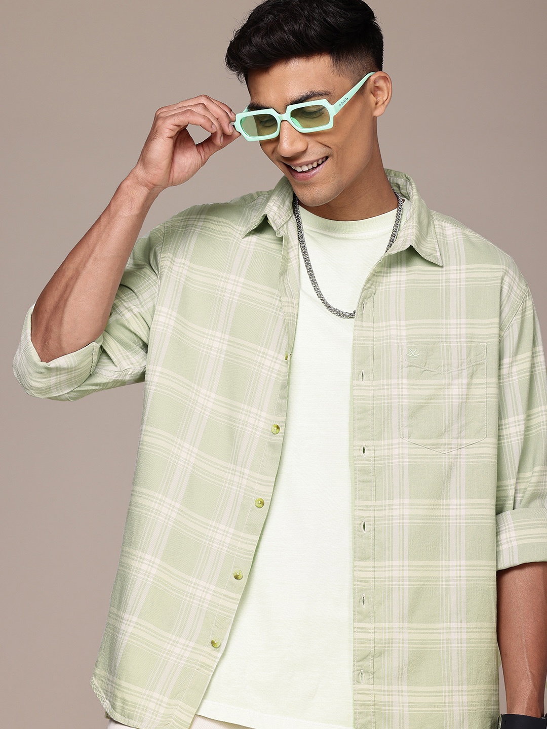 

WROGN Checked Opaque Casual Shirt, Green