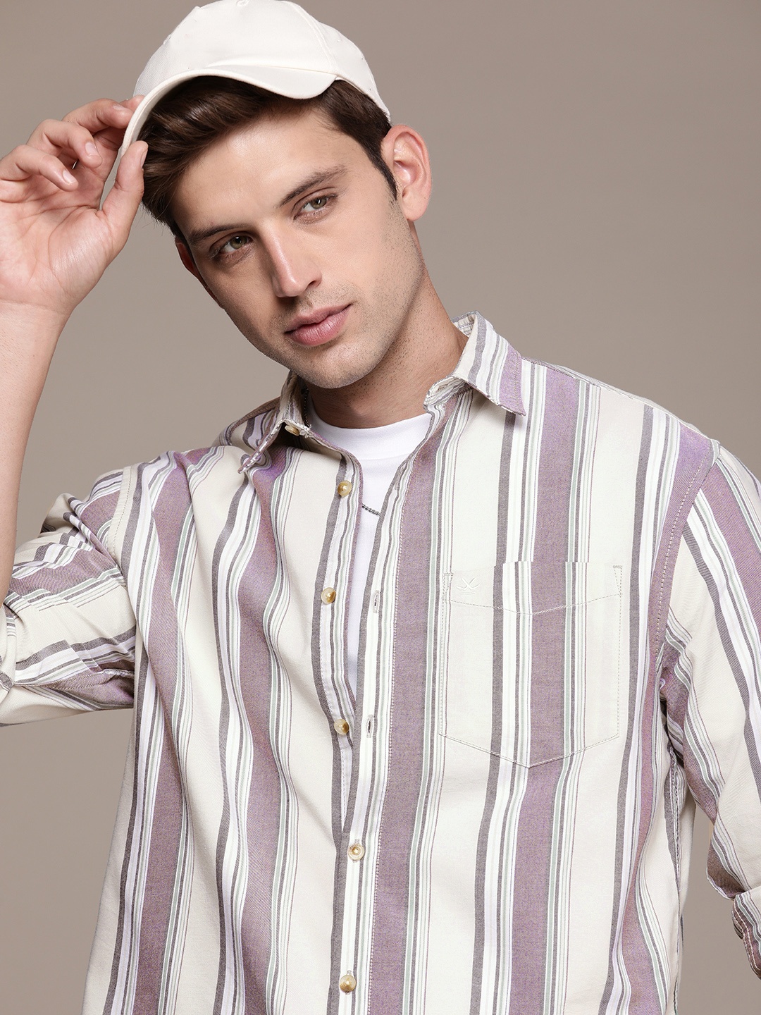 

WROGN Striped Casual Shirt, White