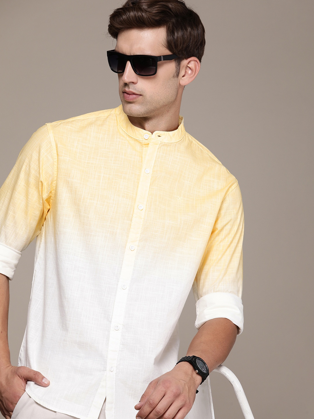 

WROGN Pure Cotton Ombre Casual Shirt, Yellow