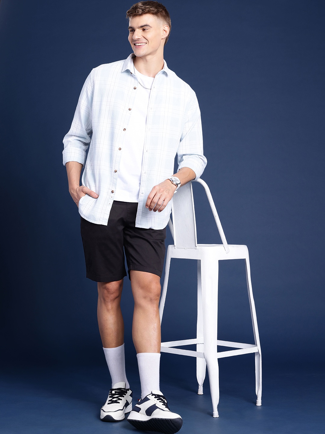 Mast & Harbour Men Pure Cotton Shorts, Black