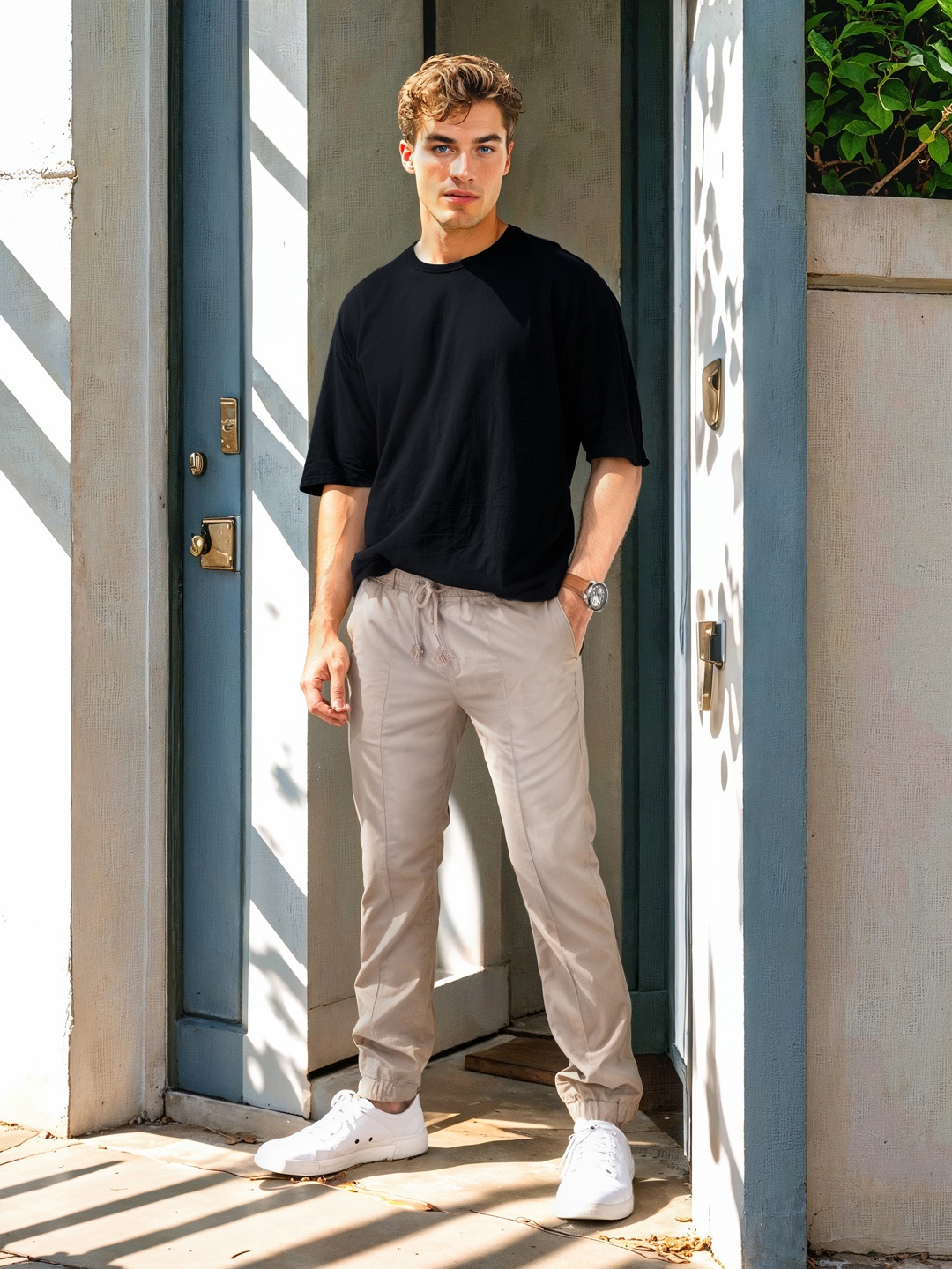 

Mast & Harbour Men Joggers Trousers, Beige