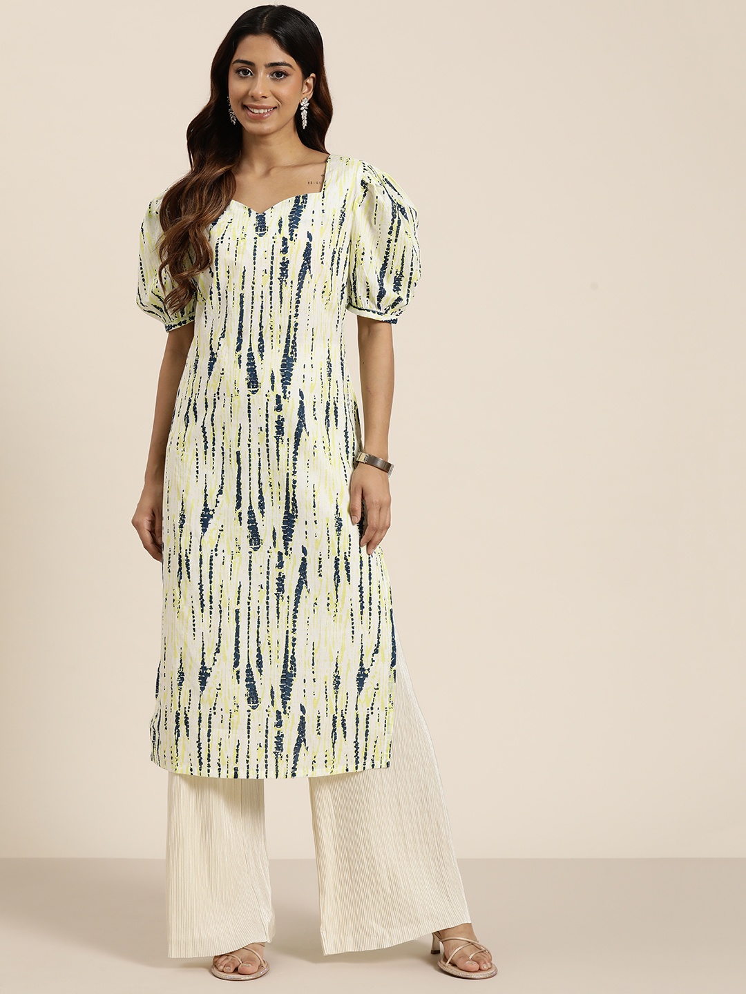 

HERE&NOW Pure Cotton Printed Kurta, Green