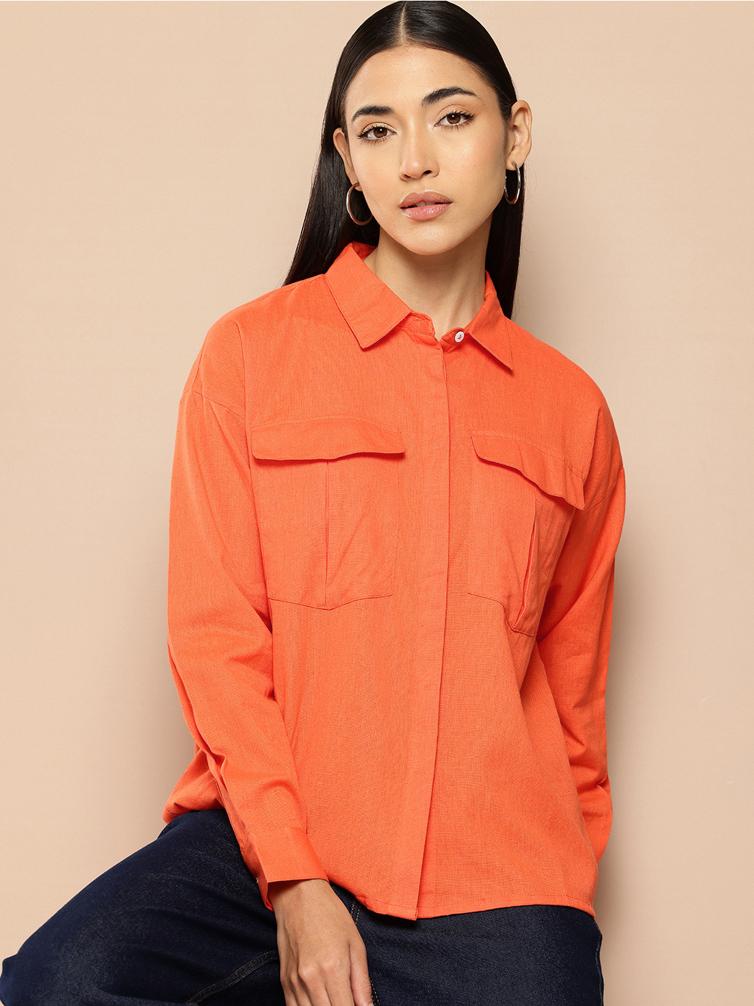 

Chemistry Women Opaque Casual Shirt, Orange