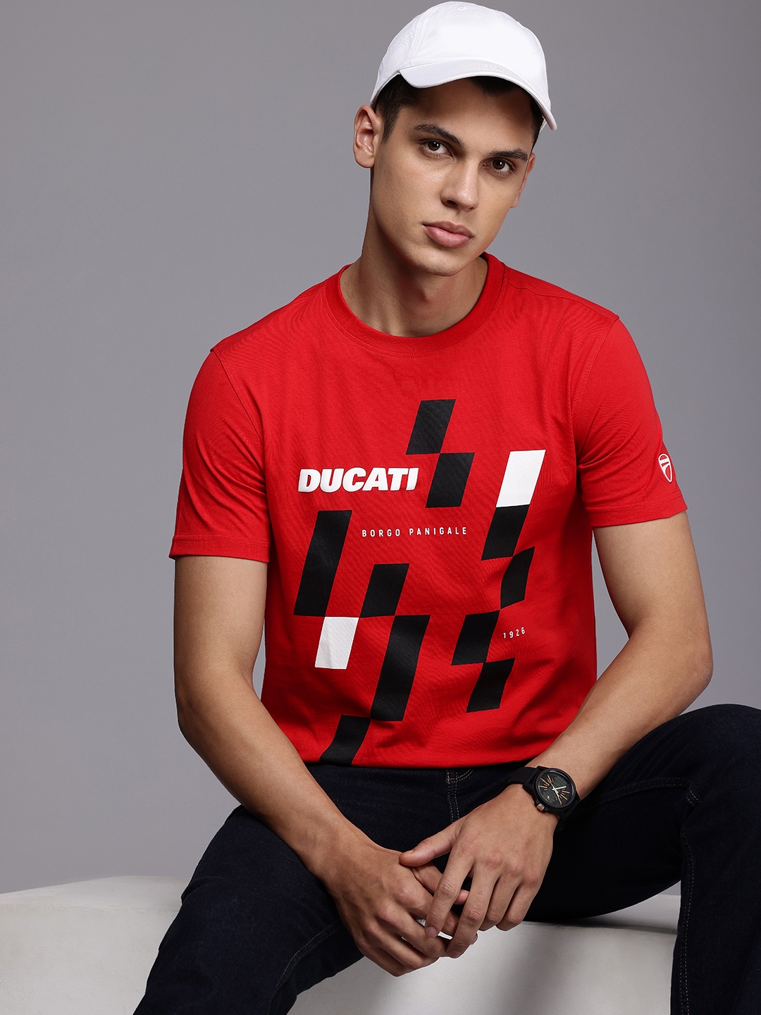 

Ducati Brand Logo Printed Pure Cotton T-shirt, Red