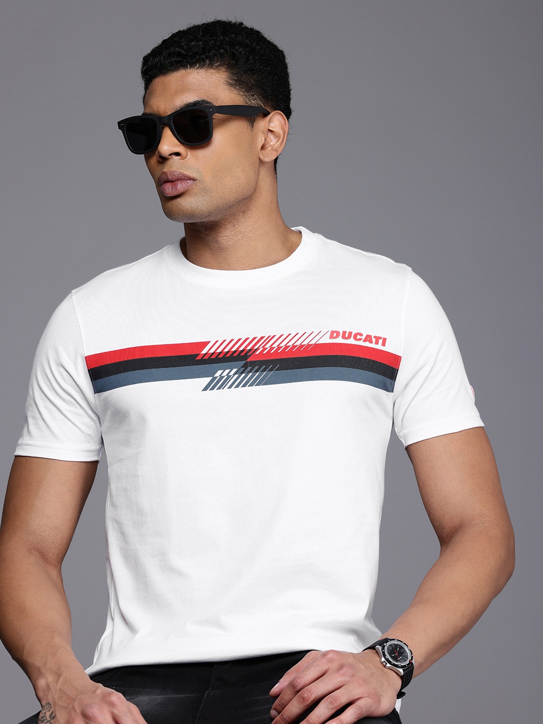 

Ducati Striped Pure Cotton T-shirt, White