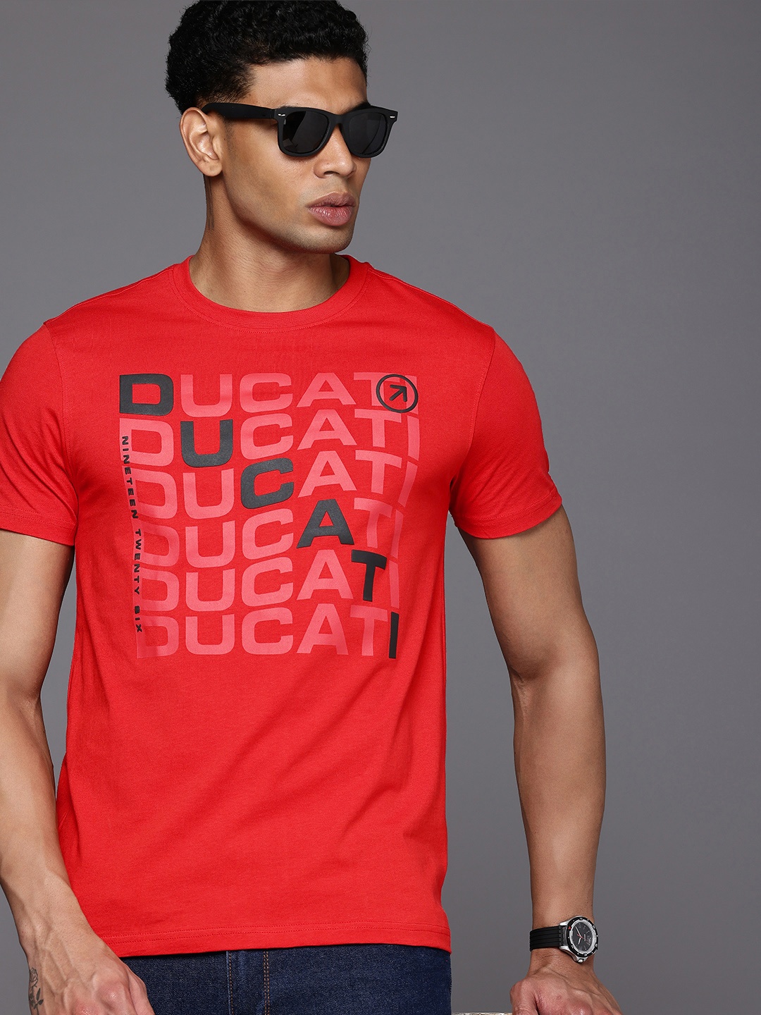 

Ducati Brand Logo Printed Pure Cotton T-shirt, Red