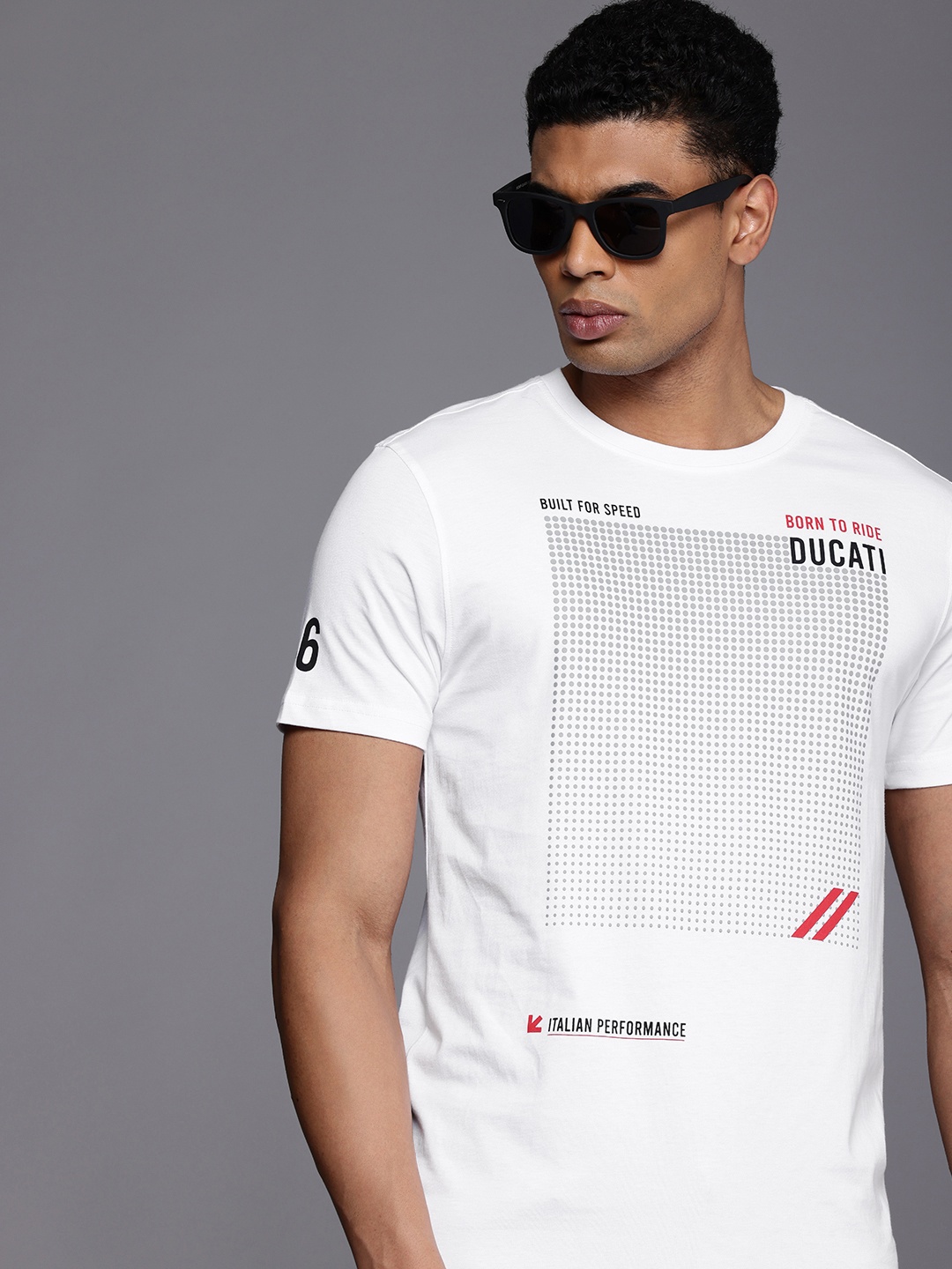 

Ducati Geometric Printed Pure Cotton T-shirt, White