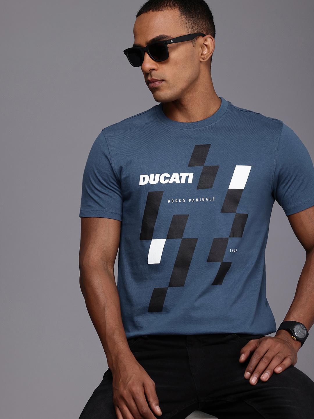 

Ducati Brand Logo Printed Pure Cotton T-shirt, Blue