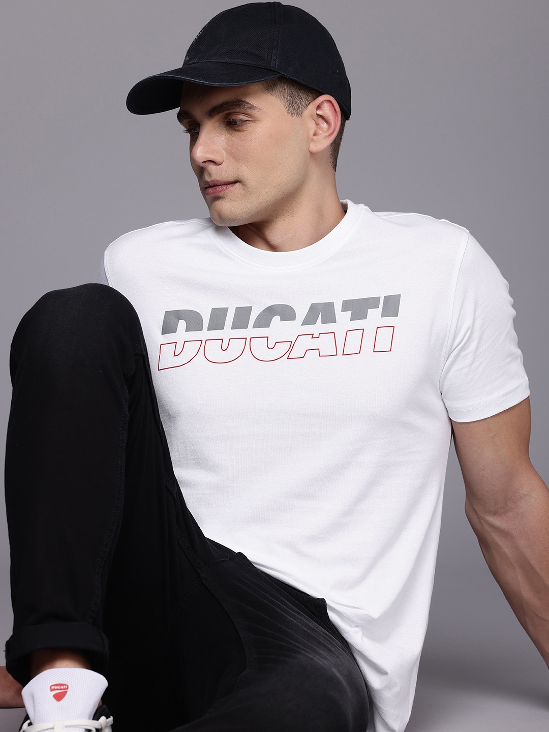 

Ducati Brand Logo Printed Pure Cotton T-shirt, White