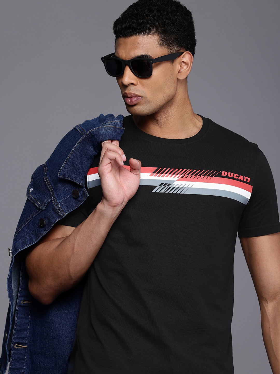 

Ducati Striped Pure Cotton T-shirt, Black