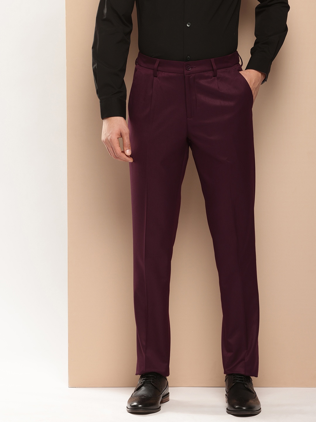 

INVICTUS Men Slim Fit Formal Trousers, Burgundy
