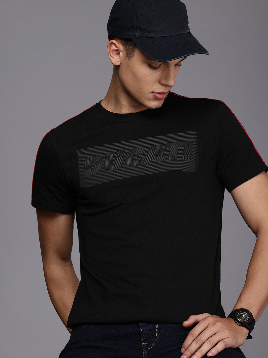 

Ducati Brand Logo Printed Pure Cotton T-shirt, Black