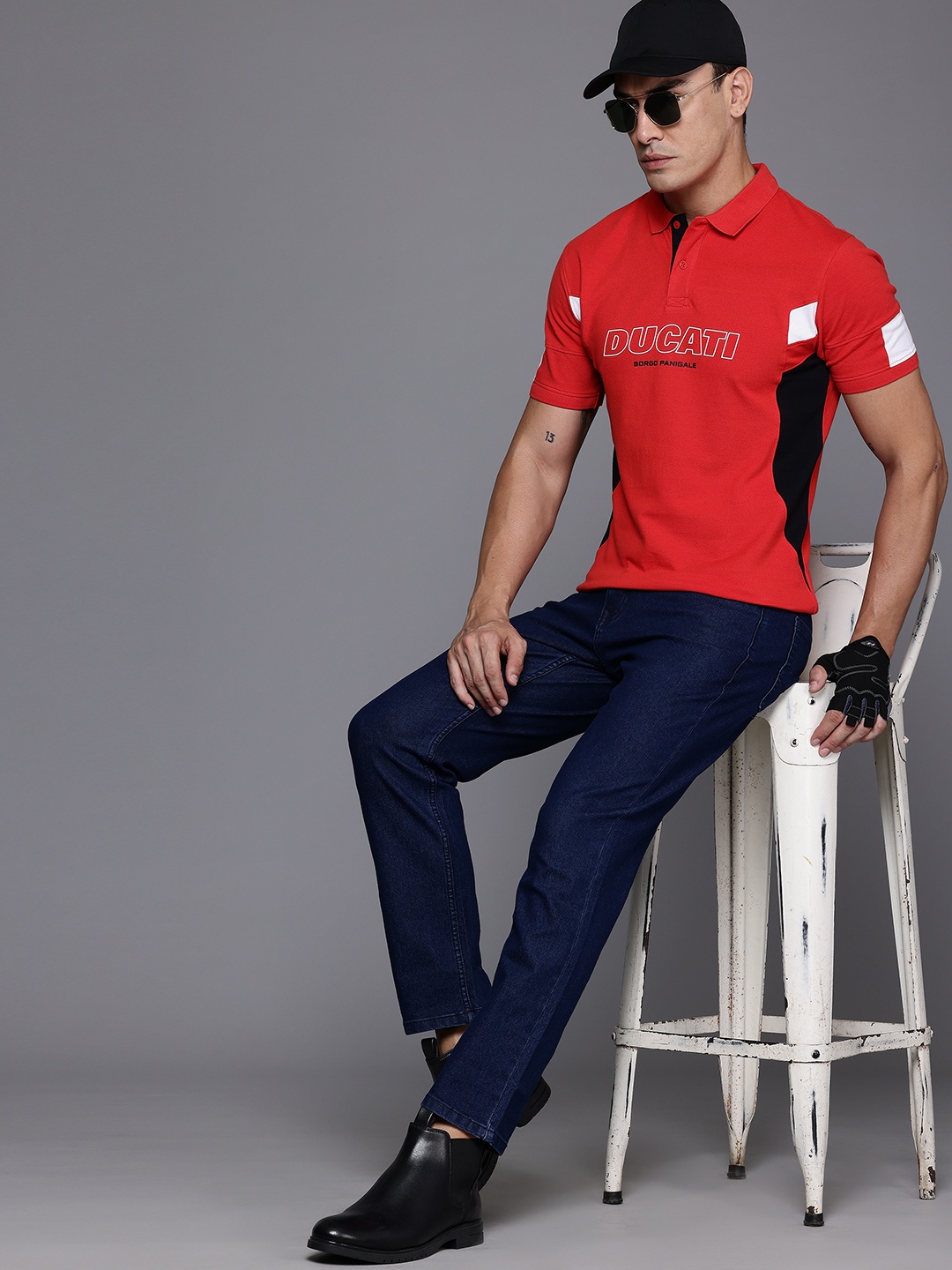 

Ducati Printed Polo Collar Pure Cotton T-shirt, Red