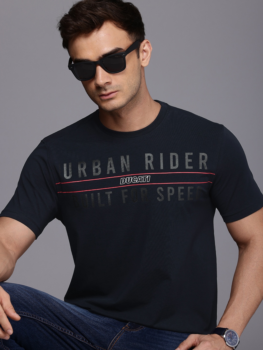 

Ducati Typography Printed T-shirt, Navy blue
