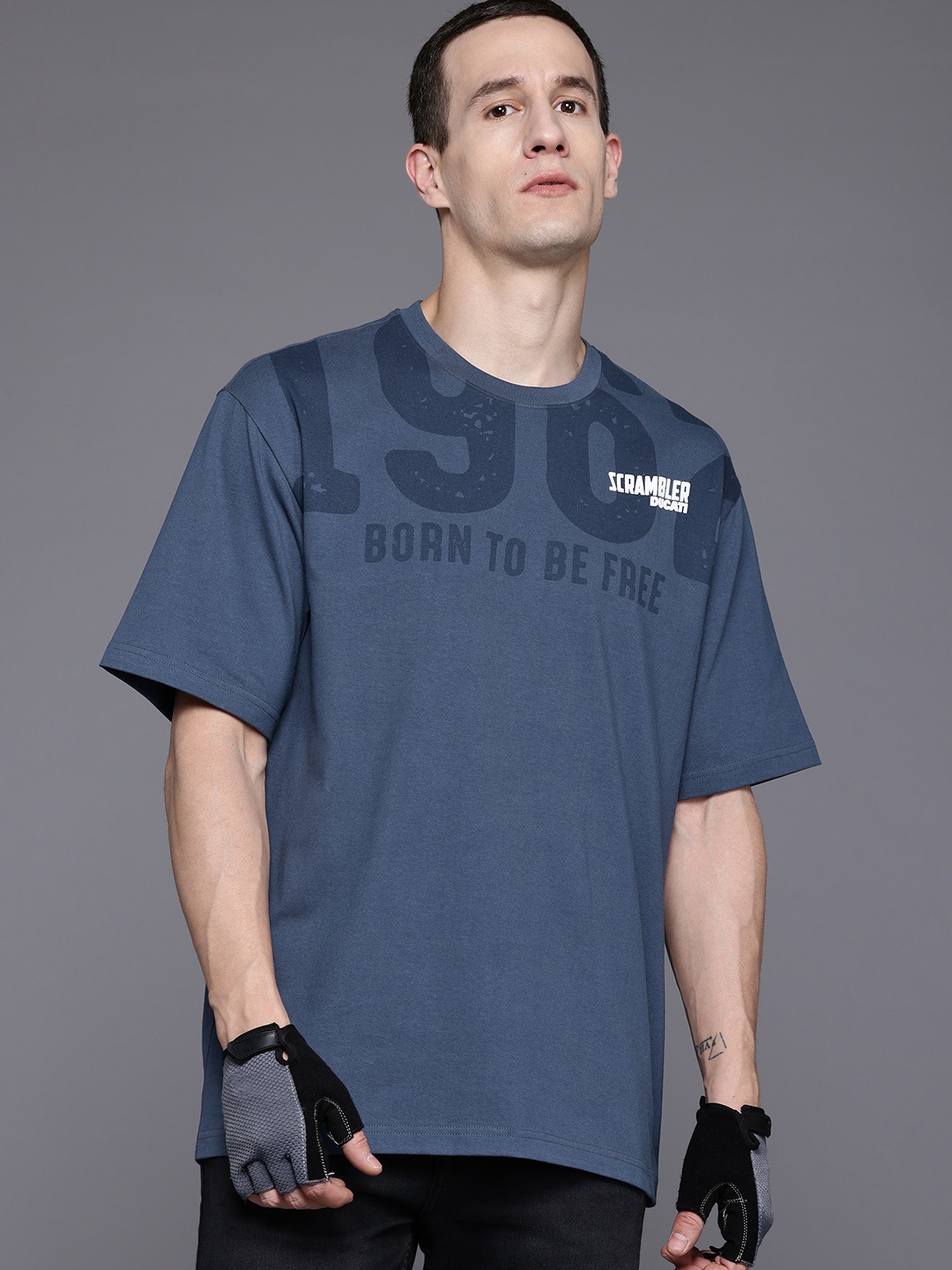 

Ducati Brand Logo Print Pure Cotton Boxy T-shirt, Blue
