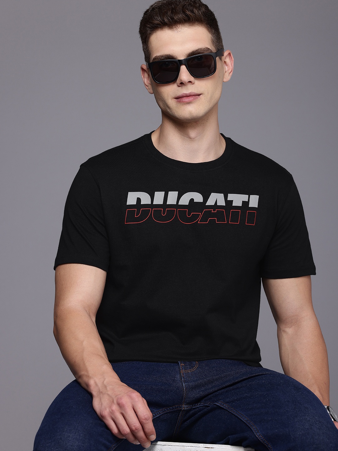 

Ducati Brand Logo Printed Pure Cotton T-shirt, Black