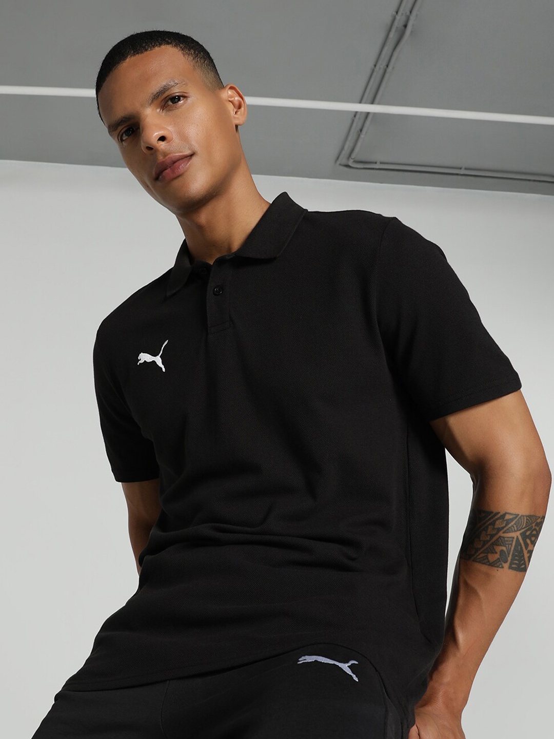 

Puma Men teamGOAL Casuals Football Polo Collar Cotton T-shirt, Black