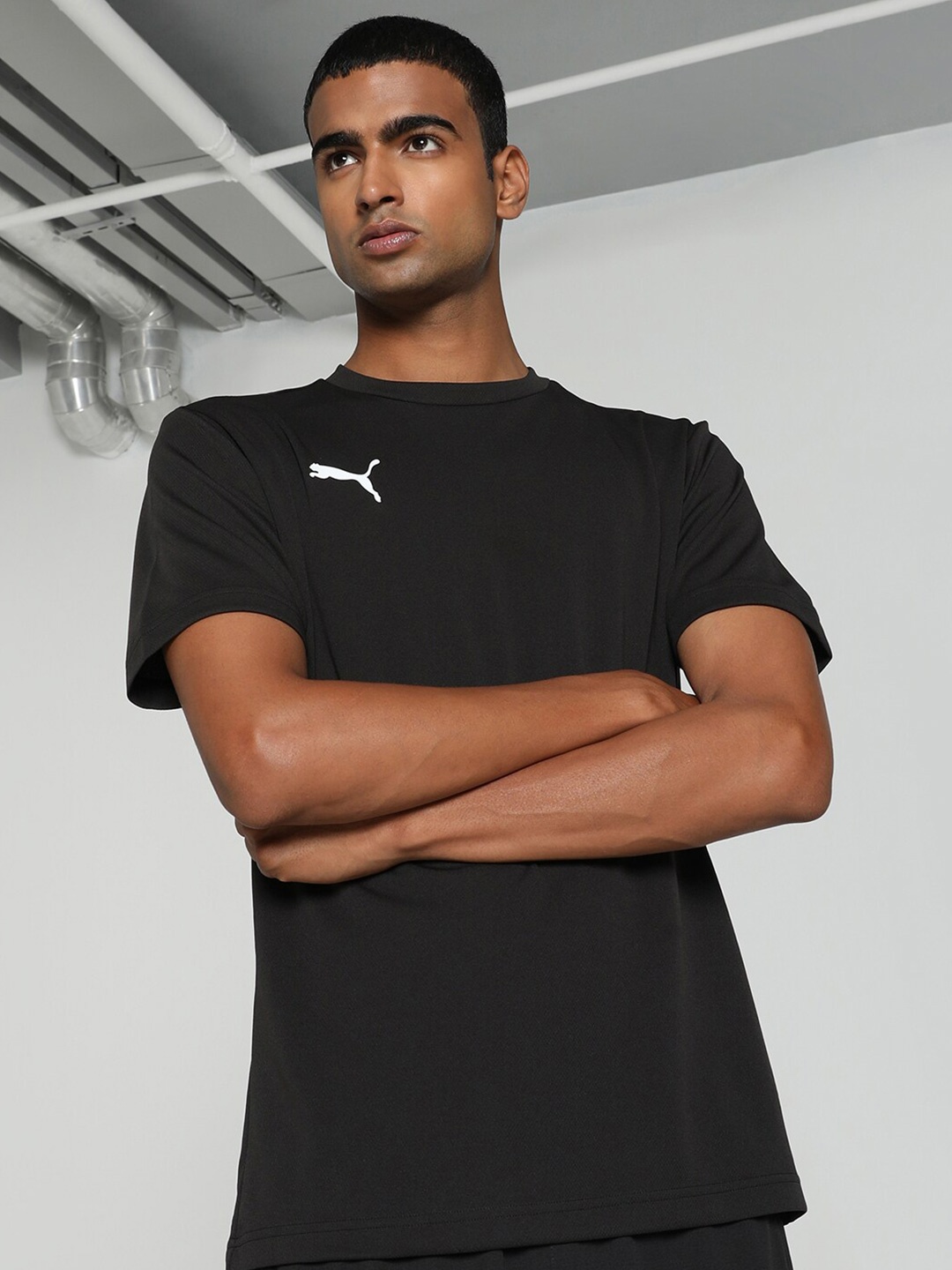 

Puma teamRISE Men's Logo Printed Football T-shirt, Black
