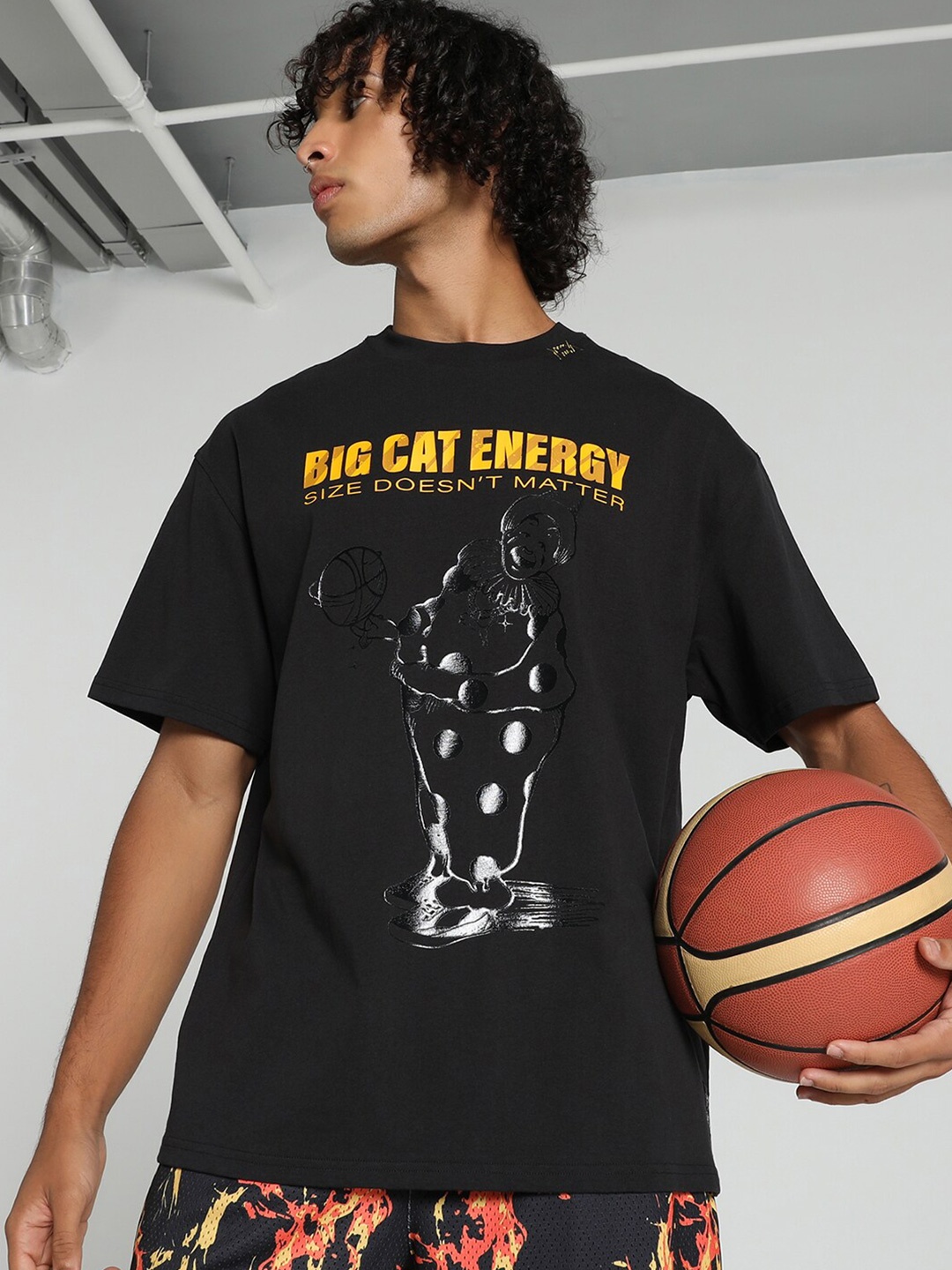 

Puma Big Cat Energy Printed Basketball Cotton T-shirt, Black