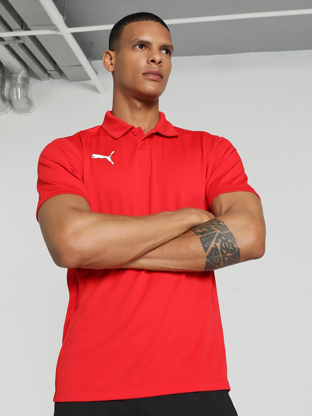 

Puma teamGOAL Football Polo Collar T-shirt, Red