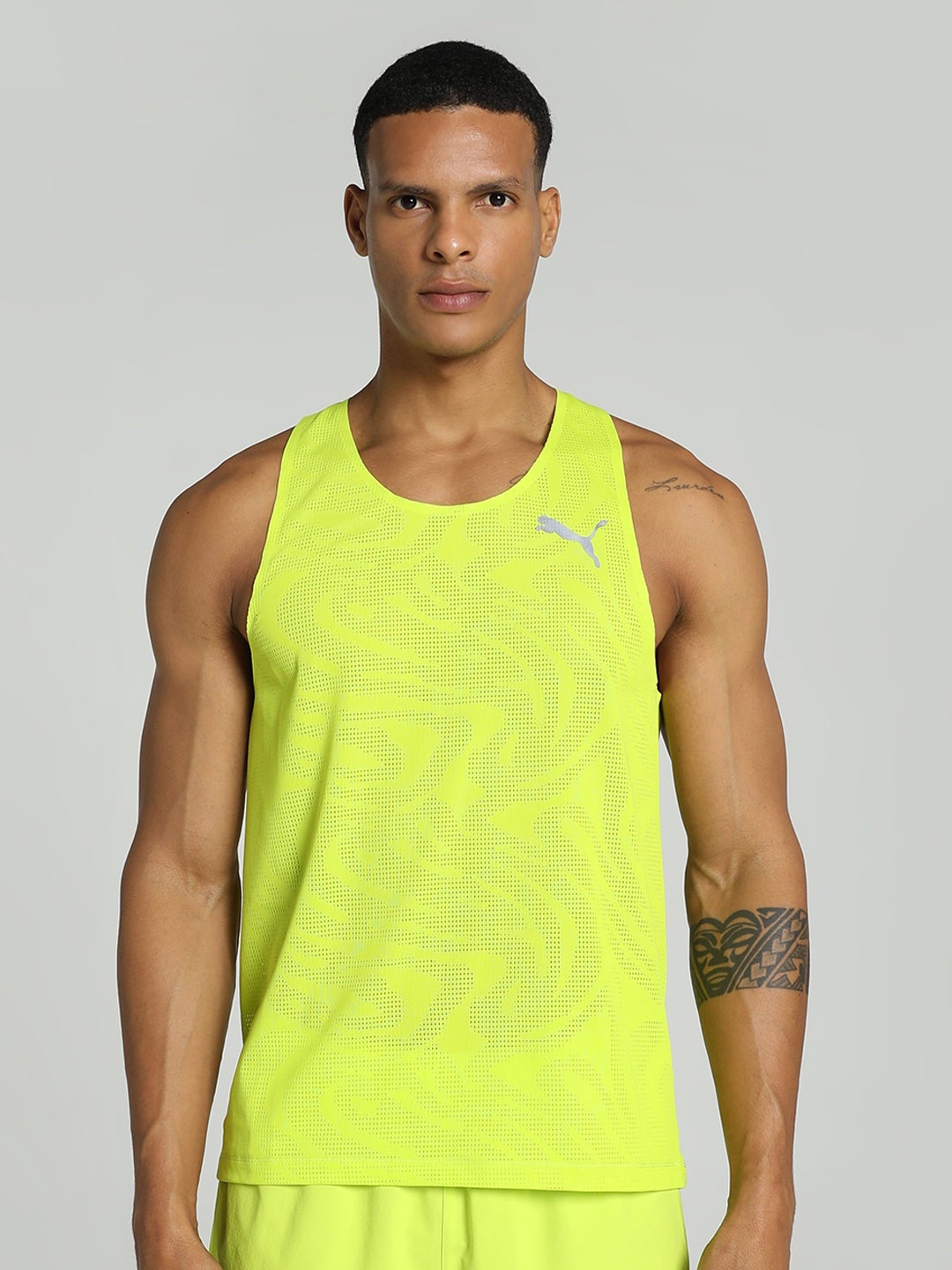 

Puma RUN ULTRASPUN Printed Running Singlet Tank Tshirt, Lime green