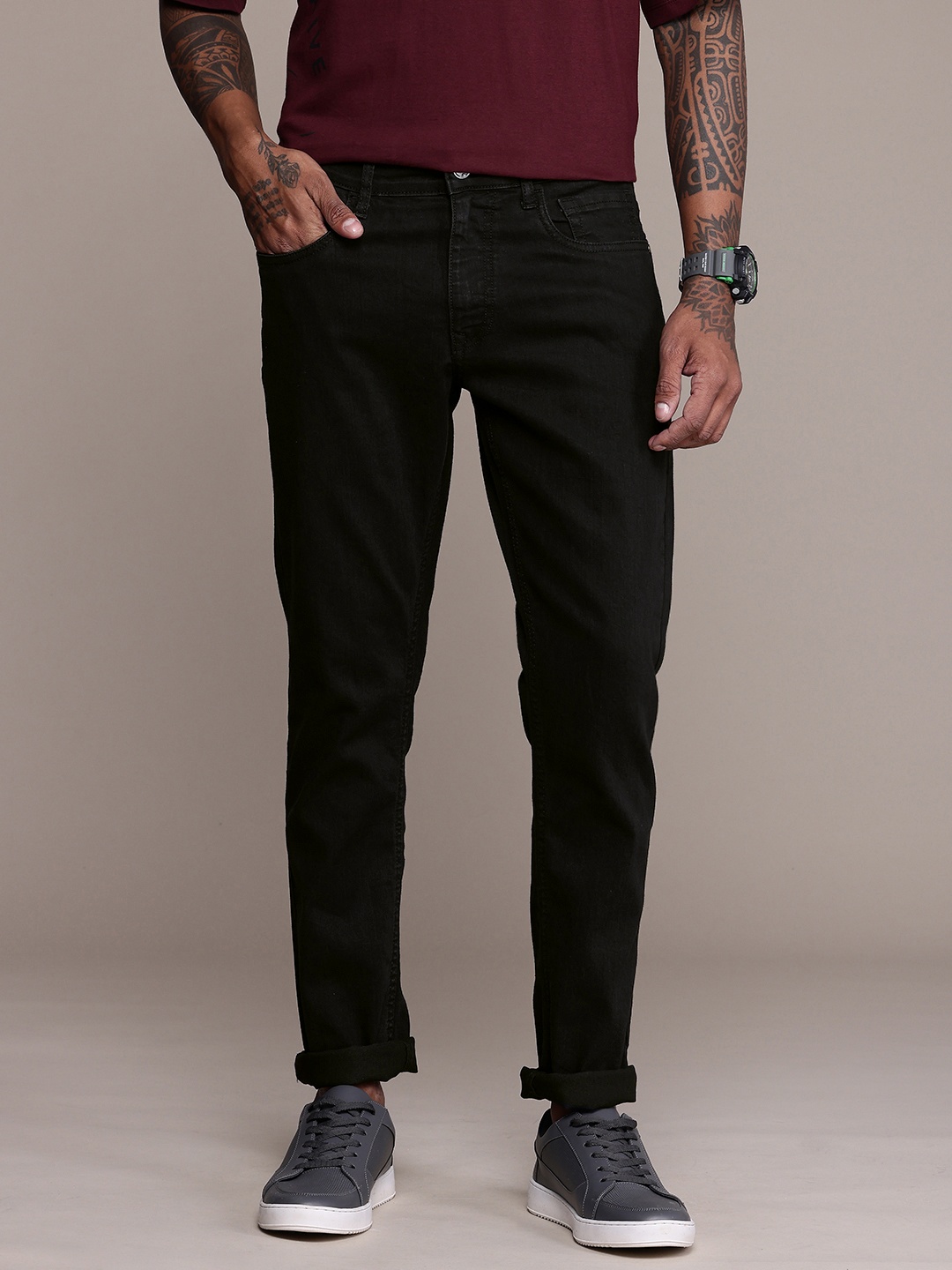 

WROGN Men Slim Fit Stretchable Jeans, Black