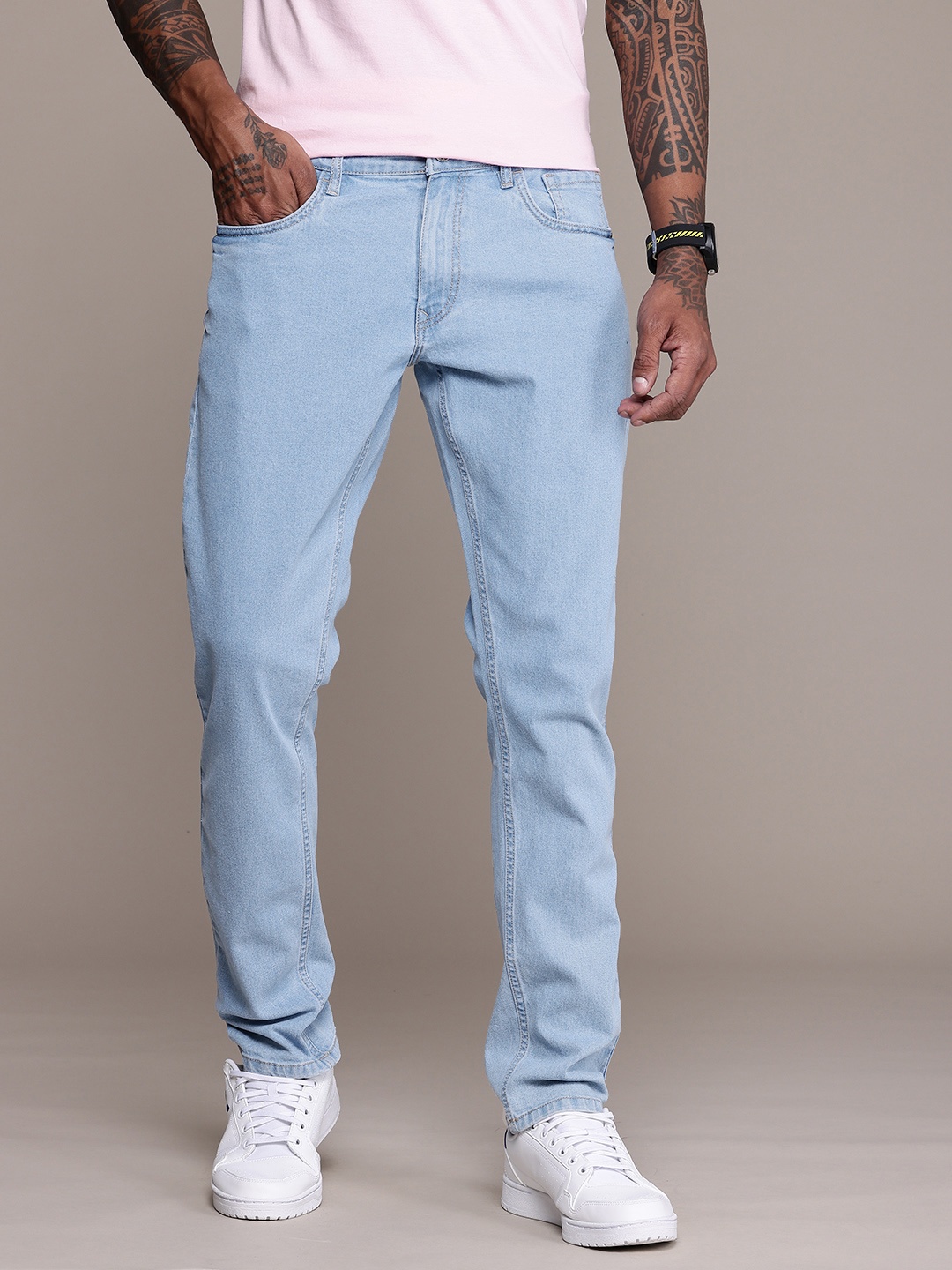 

WROGN Men Slim Fit Stretchable Jeans, Blue