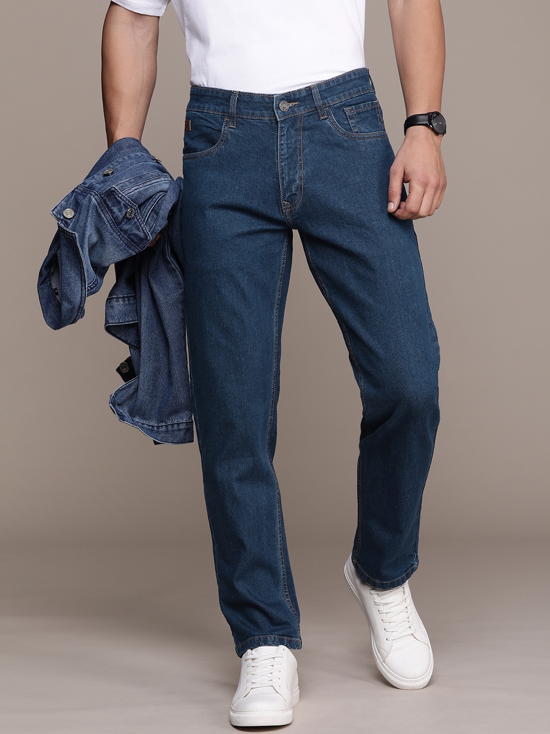 

WROGN Men Relaxed Fit Stretchable Jeans, Blue