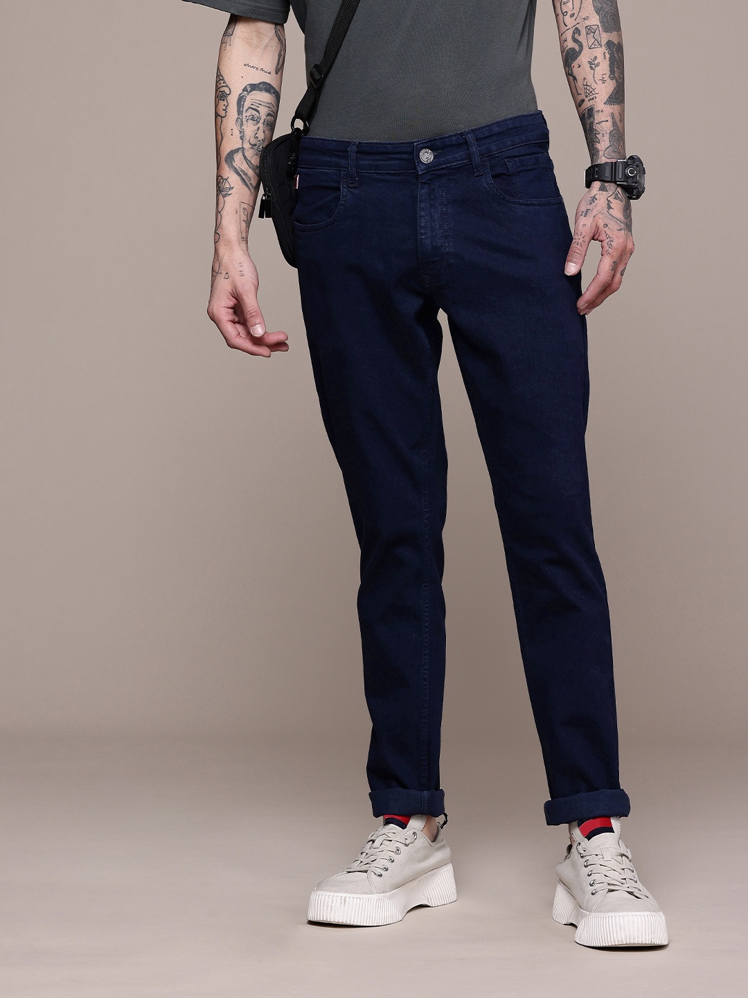 

WROGN Men Slim Fit Stretchable Jeans, Blue
