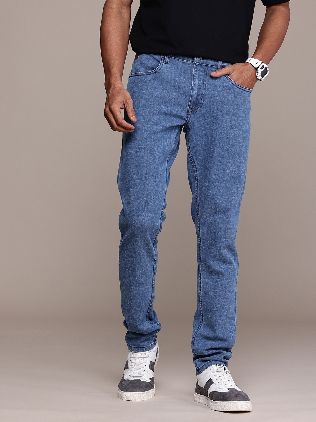 

WROGN Men Slim Fit Stretchable Jeans, Blue