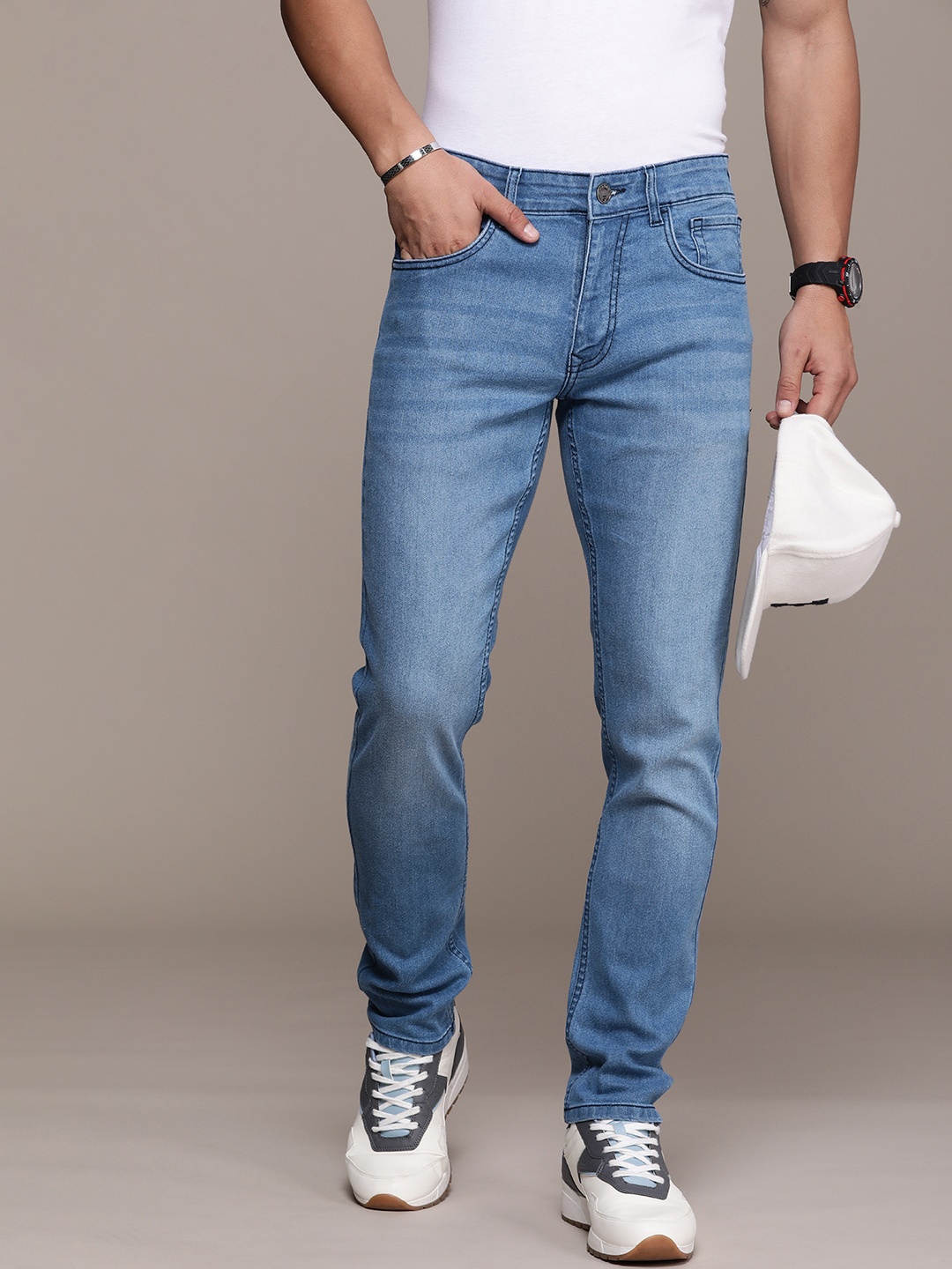 

WROGN Men Slim Fit Stretchable Jeans, Blue