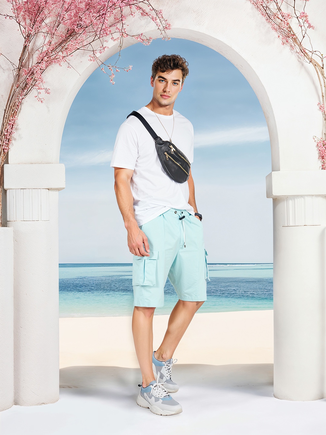 

Mast & Harbour Men Cargo Styles Shorts, Green