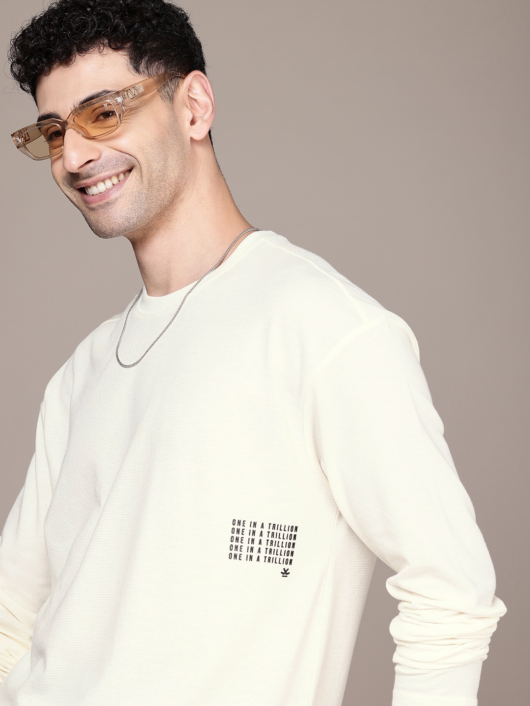 WROGN Drop-Shoulder Sleeves Oversized T-shirt, Off white
