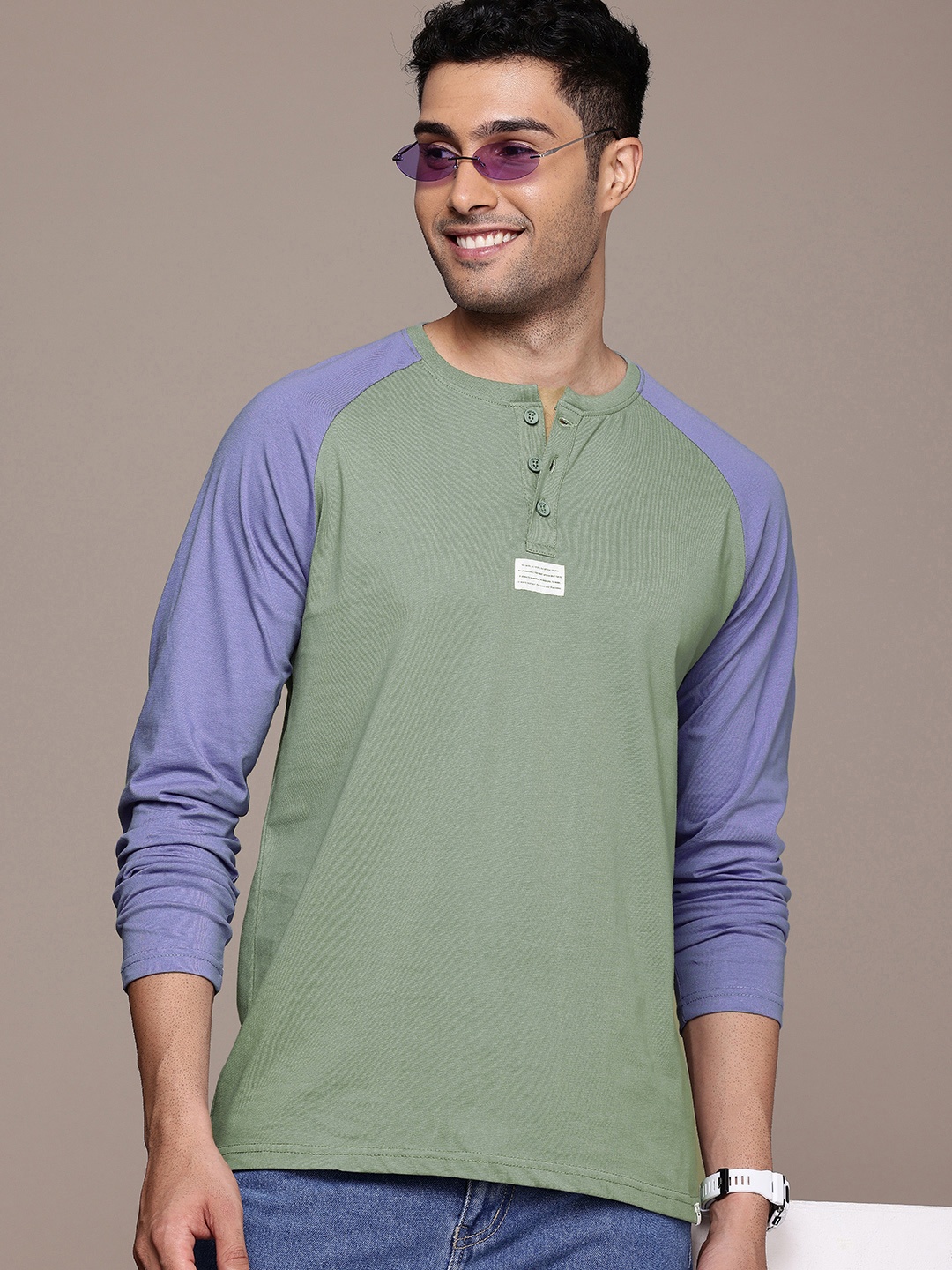 

WROGN Pure Cotton Comfort Fit Halter Neck T-shirt, Green