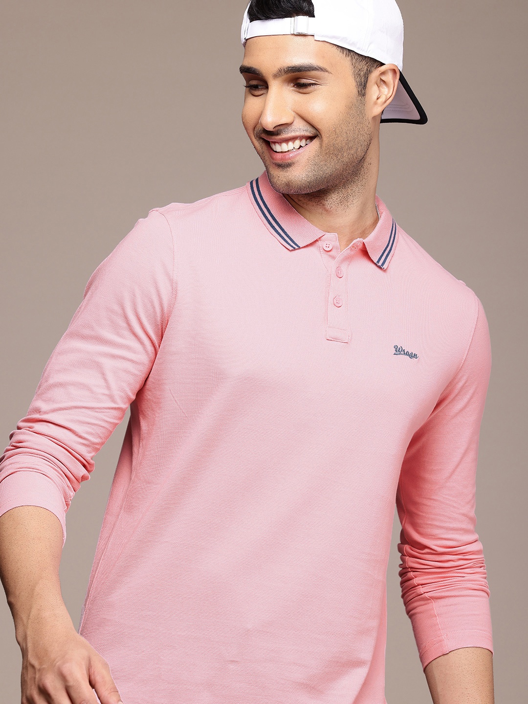 

WROGN Polo Collar Pure Cotton T-shirt, Pink