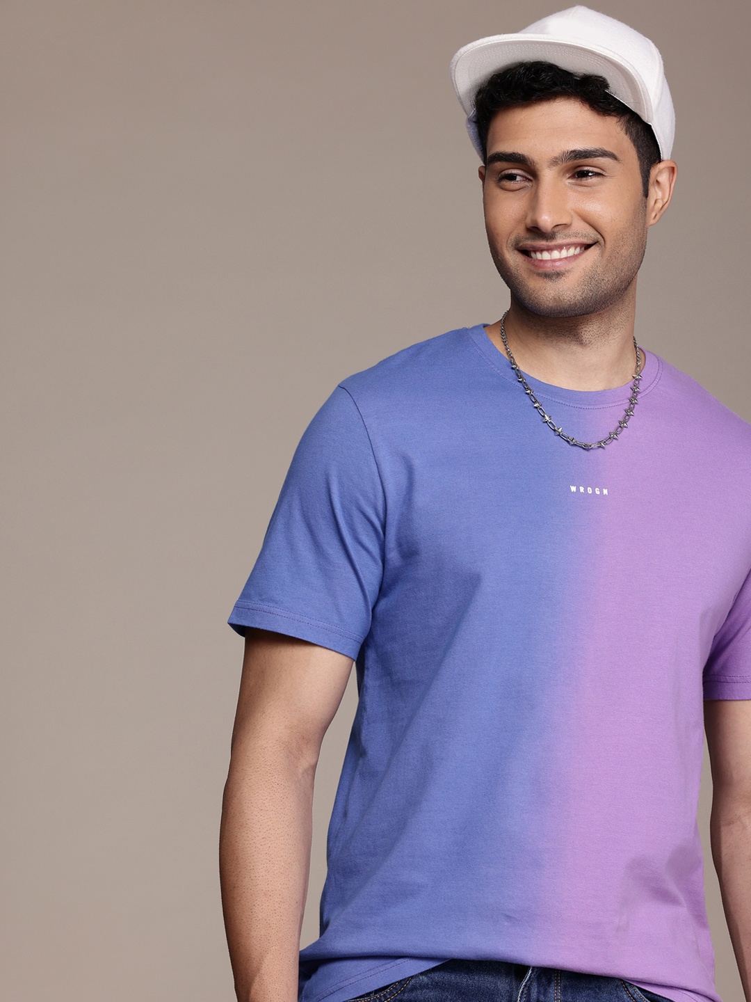

WROGN Tie and Dye Comfort Fit Pure Cotton T-shirt, Purple