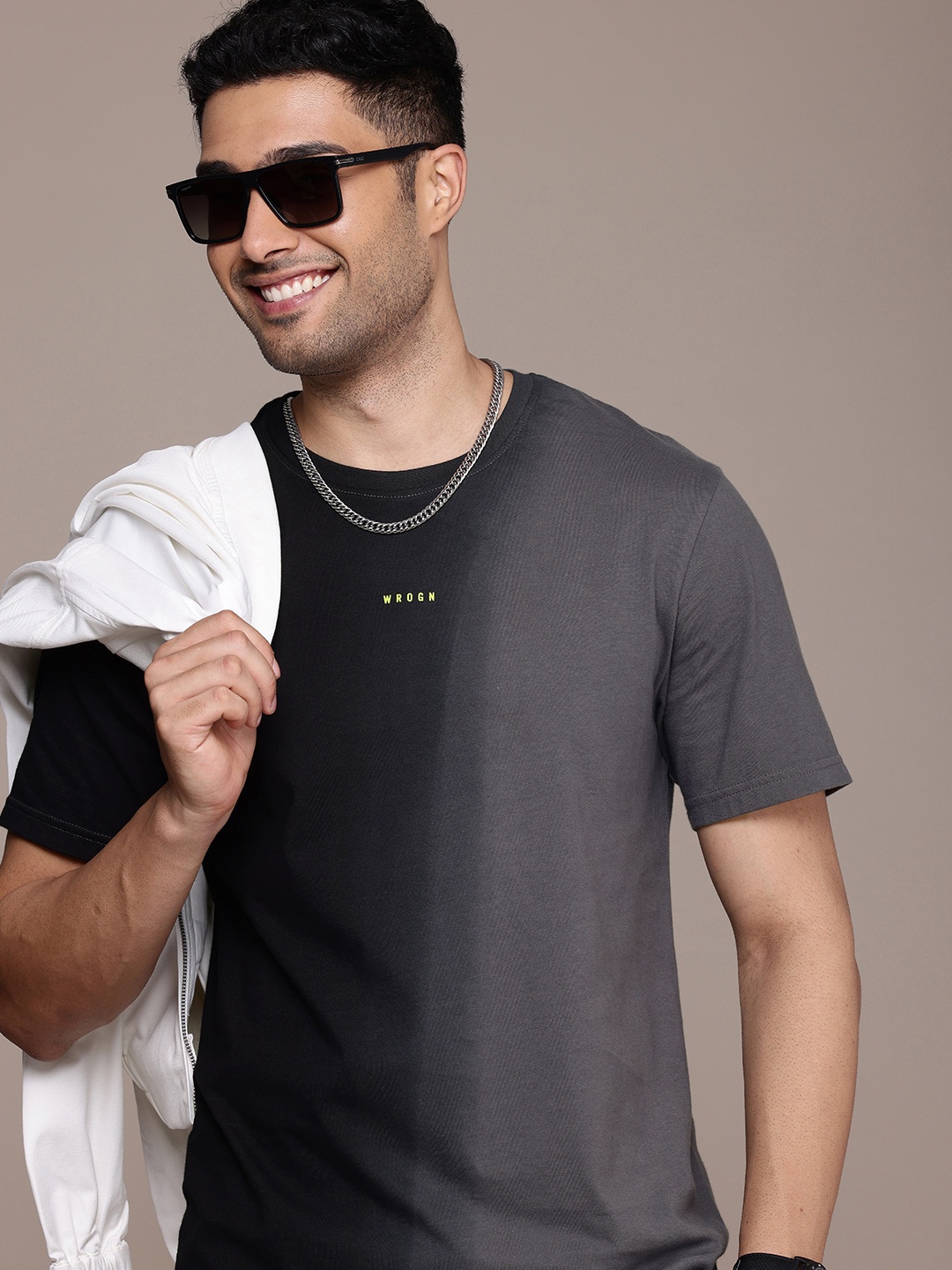 

WROGN Tie and Dye Comfort Fit Pure Cotton T-shirt, Black