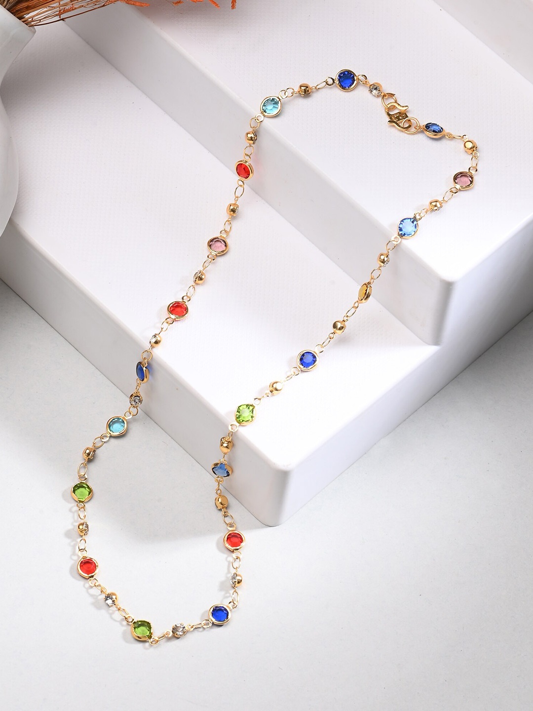 

AanyaCentric Unisex Brass Gold-Plated Stone-Studded Chain