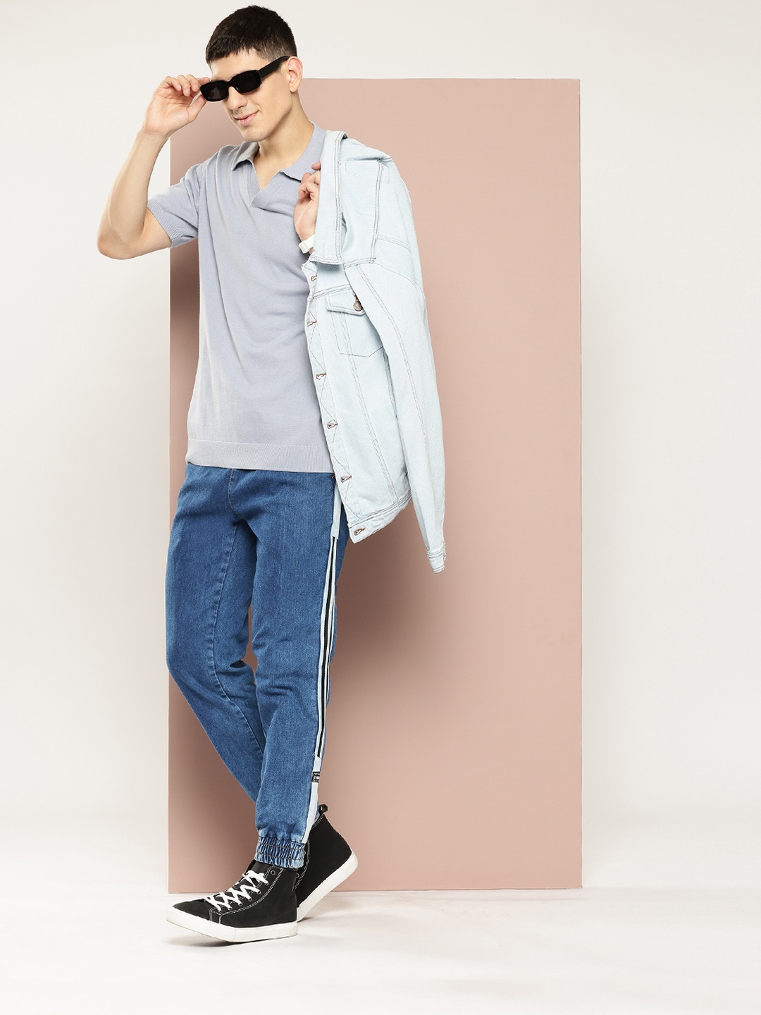 

Harvard Men Side Stripe Detail Jogger Style Jeans, Blue
