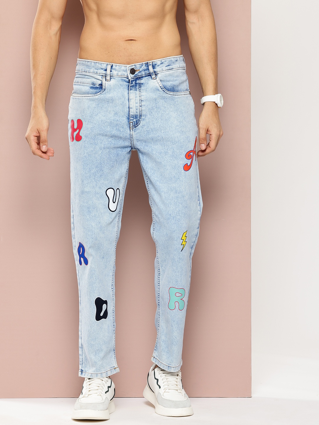 

Harvard Men Relaxed Fit Printed Stretchable Jeans, Blue