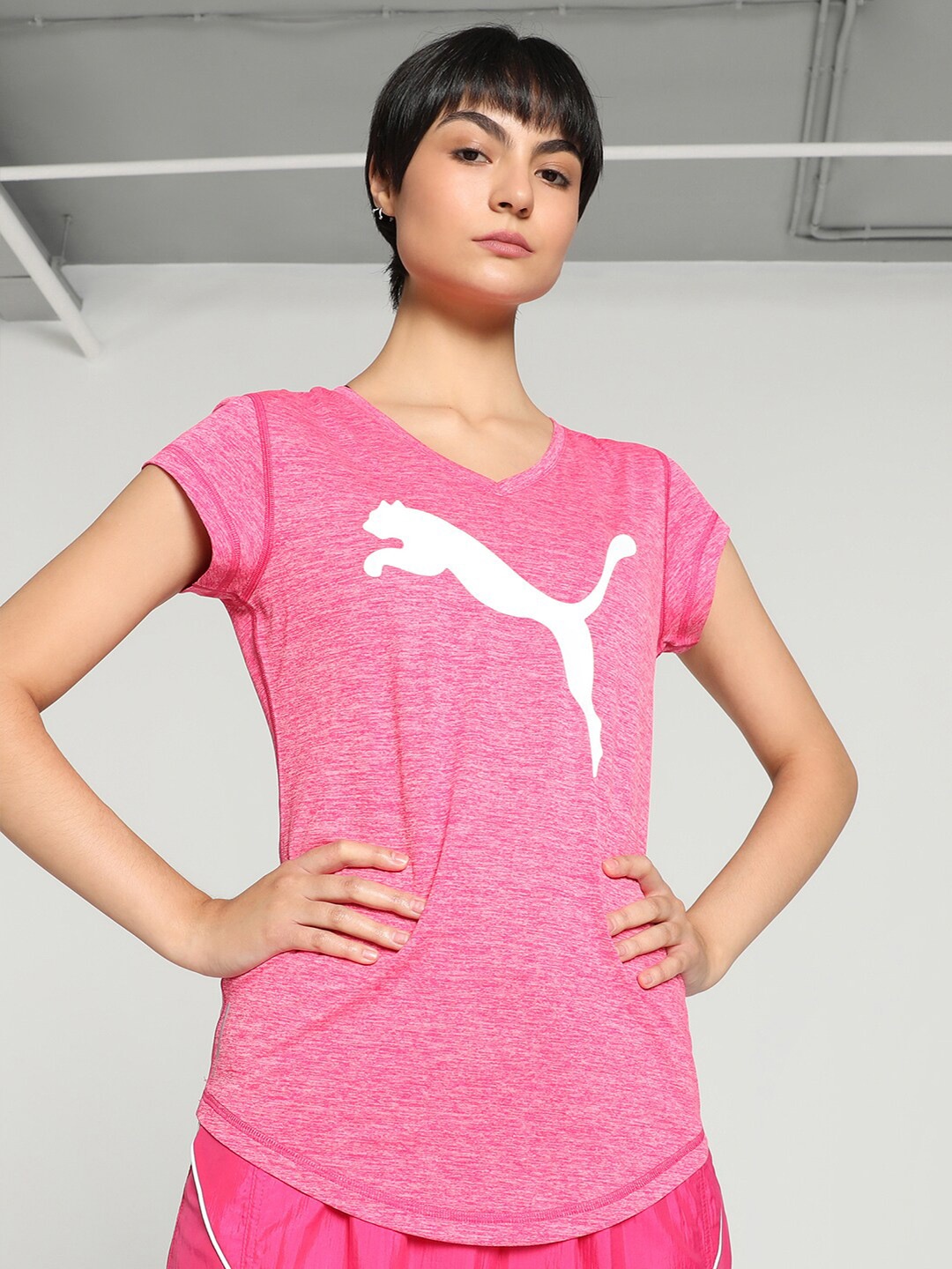 

Puma Favourite Heather Cat Printed Training T-shirt, Pink