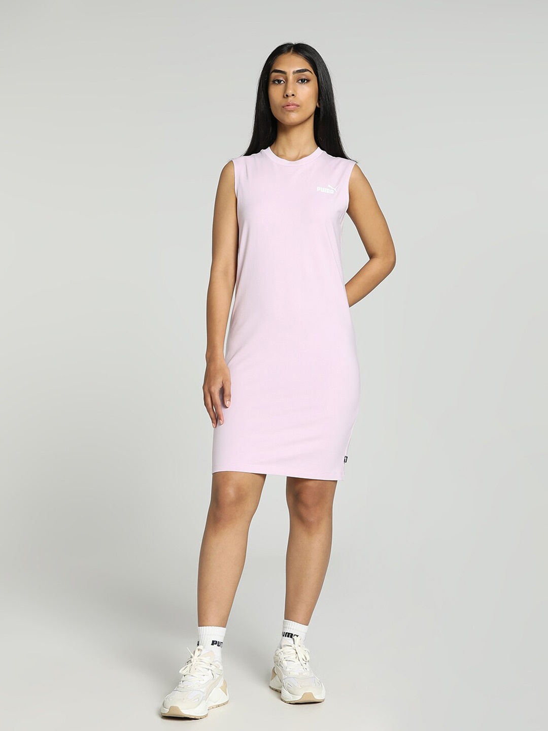 

Puma Round Neck Sleeveless Cotton Sheath Dress, Pink