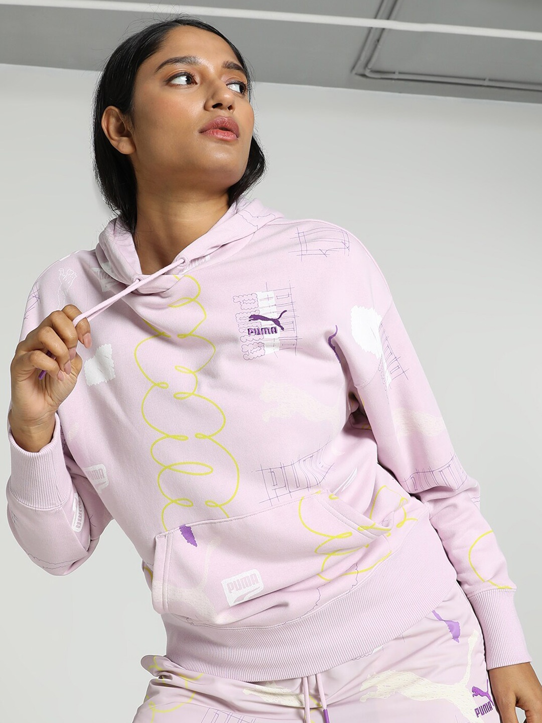 

Puma CLASSICS BRAND LOVE Printed Hooded Sweatshirt, Lavender