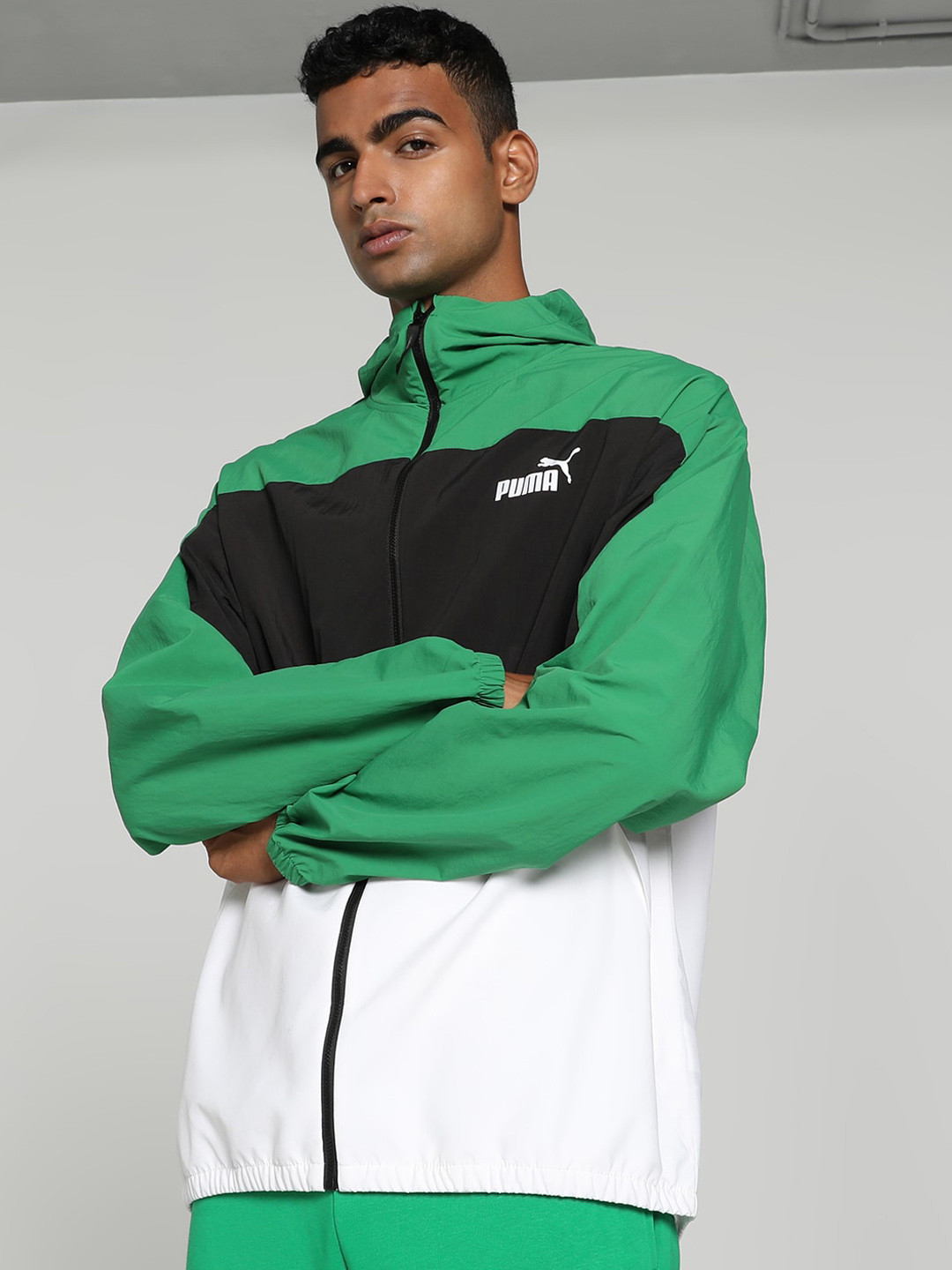 

Puma Hooded Lightweight Windbreaker Jacket, Green