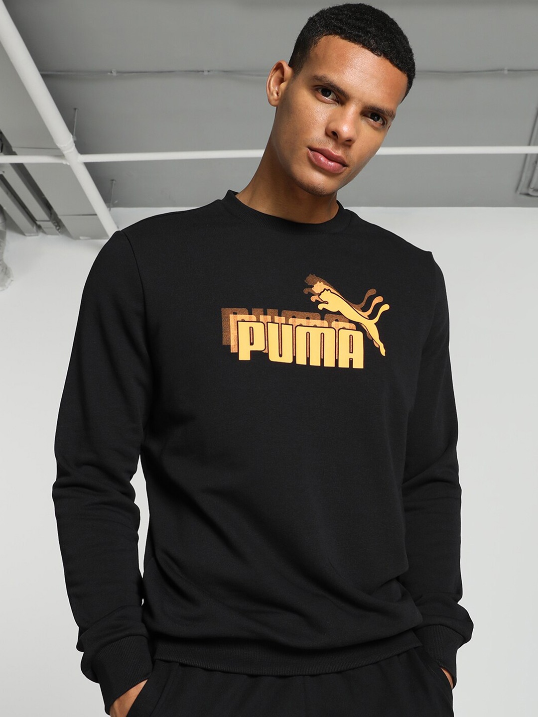 

Puma Brand Logo Printed Cotton Cotton Sweatshirt, Black