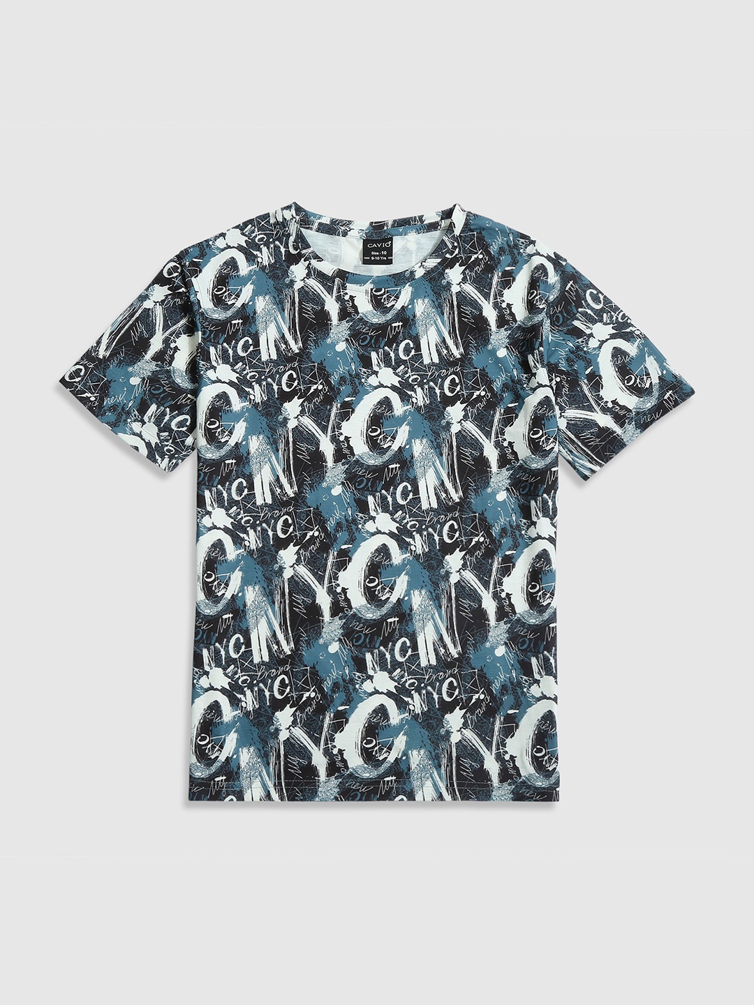 

CAVIO Boys Typography Printed Pure Cotton T-Shirt, Blue