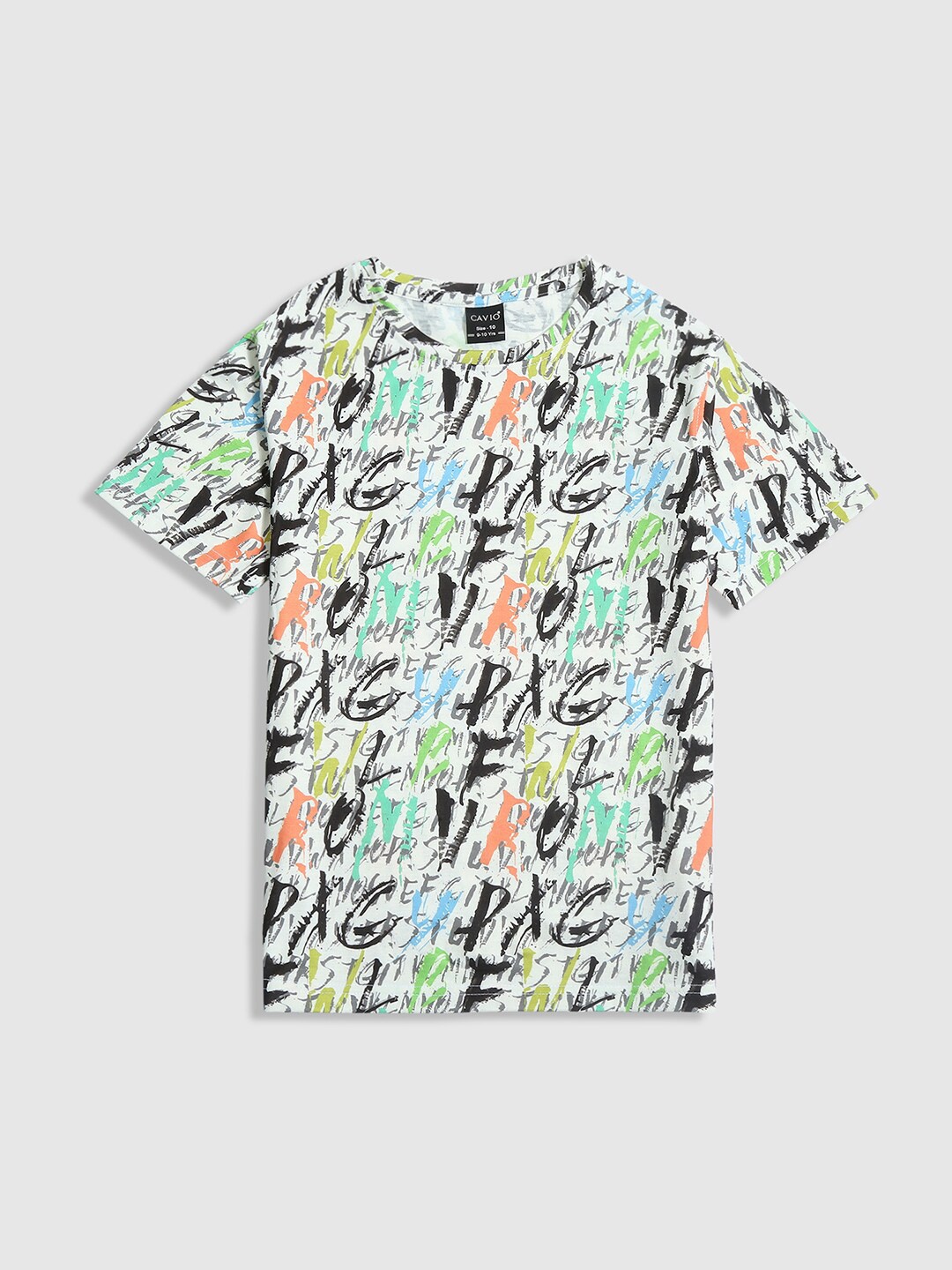 

CAVIO Boys Typography Printed Pure Cotton T-Shirt, White